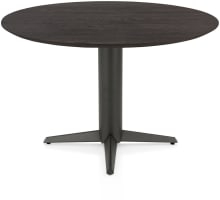 Eetkamertafel rond 120 cm. - eiken blad - centrale teenpoot graphiet