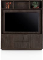 TV-Schrank mit Aufsatz 180 cm - 2-Türen + 2-Laden + 3-Nischen - mit Sockelleiste
