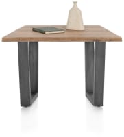 table 150 x 100 cm - plateau avec bords effet tronc d'abre - pied métal en V