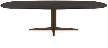 Table à manger ovale 270 x 110 cm. - dessus en chêne - pointe centrale brun acier