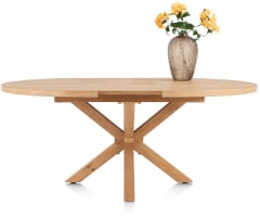table à rallonge 150 (+ 40) x 130 cm - ovale - pied bois central