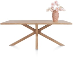table 200 x 100 cm - plateau avec bords effet tronc d'abre - pied bois central