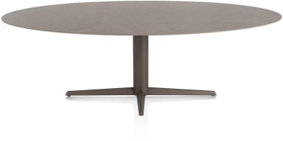 EETKAMERTAFEL ELLIPS 240 X 110 CM. - CENTRALE POOT - STEELBROWN