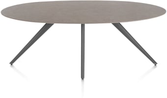 EETKAMERTAFEL ELLIPS 210 X 105 CM. - 4-POOTJES - GRAPHIET