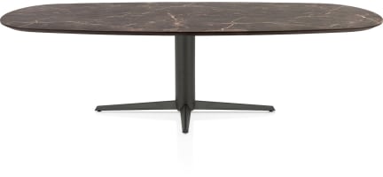 Table à manger ovale 270 x 110 cm. - feuille hpl primo laminato - orteil central graphite