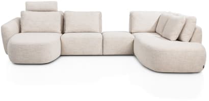 Longchair links - Kopfstuetze - 1 Sitz ohne Armlehnen - Hocker-insert - Ottomane gross rechts