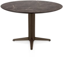 Eetkamertafel rond 120 cm. - hpl primo laminato blad - centrale teenpoot steelbrown