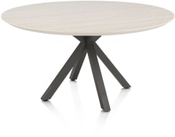 Table à manger ronde 150 cm. - feuille hpl primo laminato - graphite central à jambes croisées