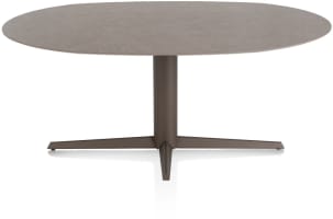 EETKAMERTAFEL ELLIPS 180 X 105 CM. - CENTRALE POOT - STEELBROWN