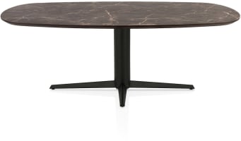 Table à manger ovale 210 x 100 cm. - feuille hpl primo laminato - orteil central rugueux noir