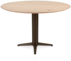 table de bar rond 150 cm. - plateau en chêne - pied central steelbrown