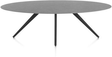 TISCH ELLIPS 240 X 110 CM. - 4-POOTJES - ROUGH OFF BLACK