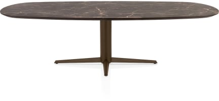 Table à manger ovale 270 x 110 cm. - hpl primo laminato feuille - tige centrale de l’orteil marron