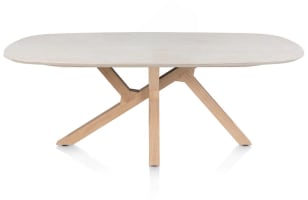 Table à manger 210 x 120 cm. - pieds en bois / plateau en céramique