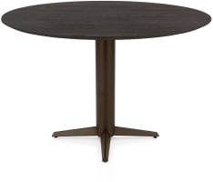 Table de bar ronde 150 cm. - dessus en chêne - pointe centrale brun acier