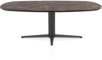 Table à manger ovale 210 x 100 cm. - feuille hpl primo laminato - orteil central graphite