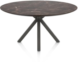 Eetkamertafel rond 150 cm. - hpl primo laminato blad - centrale kruispoot graphiet