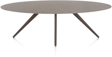 EETKAMERTAFEL ELLIPS 240 X 110 CM. - 4-POOTJES - STEELBROWN