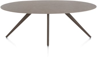 EETKAMERTAFEL ELLIPS 210 X 105 CM. - 4-POOTJES - STEELBROWN