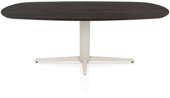 Table à manger ovale 210 x 100 cm. - feuille de chêne - pointe centrale crème