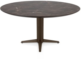 Eetkamertafel rond 150 cm. - hpl primo laminato blad - centrale teenpoot steelbrown