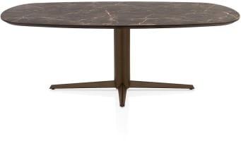 Table à manger ovale 210 x 100 cm. - hpl primo laminato feuille - tige centrale de l’orteil marron