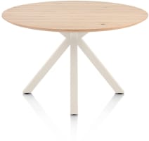 Table à manger ronde 120 cm. - plateau en chêne - central jambes croisées crème