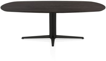 Esstisch oval 210 x 100 cm. - oberseite aus eiche - mittelspitze rau schwarz