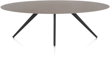 EETKAMERTAFEL ELLIPS 240 X 110 CM. - 4-POOTJES - ROUGH OFF BLACK