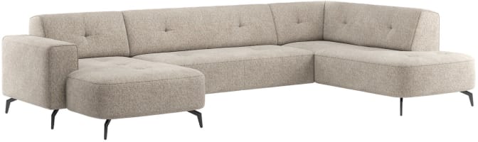 Longchair links - 2,5 zits zonder armen - ottomane rechts