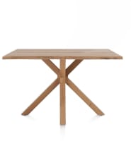 table de bar 150 x 100 cm-plateau avec bords effet tronc d'abre-pied bois central (h: 92 cm)