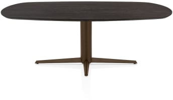 Table à manger ovale 210 x 100 cm. - dessus en chêne - pointe centrale brun acier