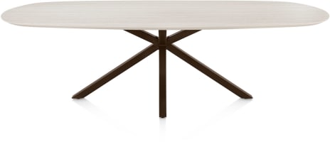 Table à manger ovale 270 x 110 cm. - haut en hpl primo laminato - central jambes croisées brun acier