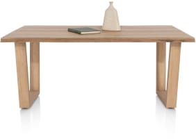 table 200 x 100 cm - plateau avec bords effet tronc d'abre - pied bois en V