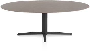 EETKAMERTAFEL ELLIPS 210 X 105 CM. - CENTRALE POOT - ROUGH OFF BLACK