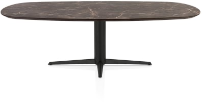 Table à manger ovale 240 x 105 cm. - feuille hpl primo laminato - orteil central rugueux noir