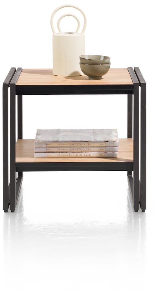 CLP Table D’Appoint Goa – Plateau Bois Massif Naturel, Pieds Blancs – Dimensions 50x65x50 Cm – Charge Max 70 Kg – Style Shabby Chic, Bois Mindi Certifié FLEGT