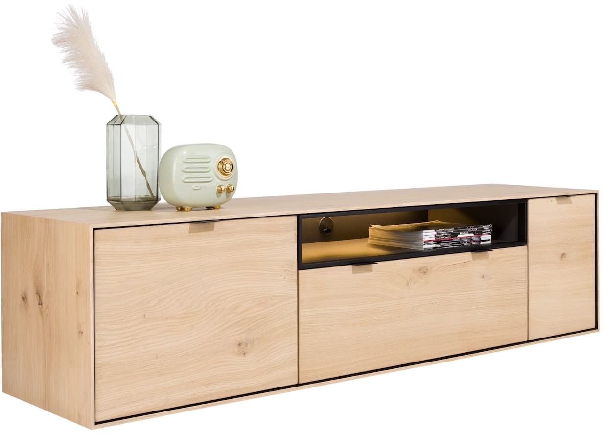 Aura curved TV-Meubel zwevend beige 240 cm