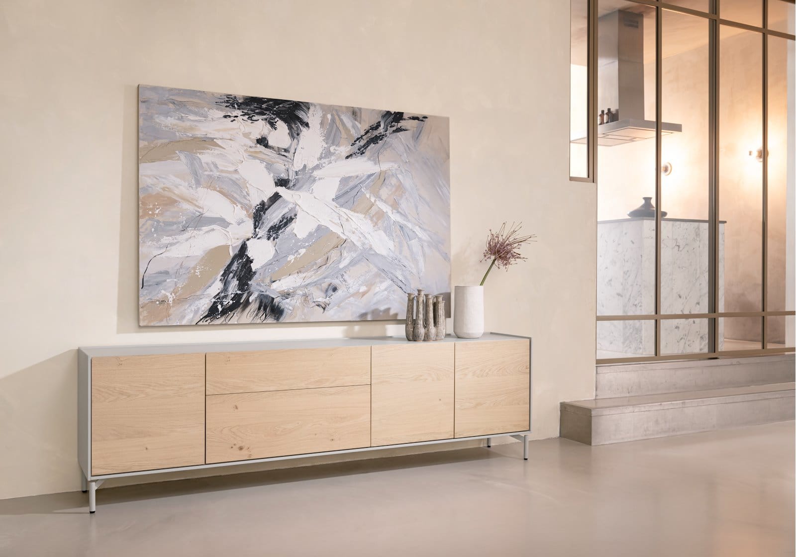 Hoog dressoir - met 7 vakken - Naturel Hoog dressoir - met 7 vakken - Naturel