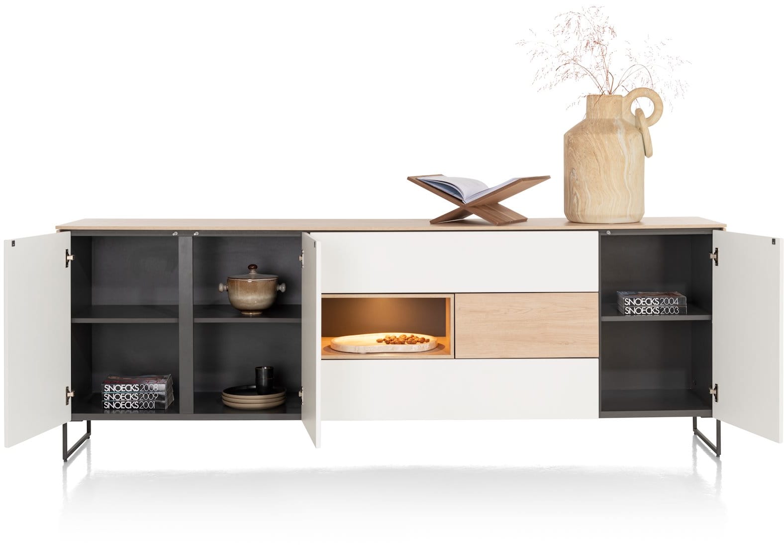 Lindfield, Sideboard 240 cm. - 3-Tueren + 3-Laden + 1-Nische (+ LED)