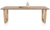 H&H - Bukavu - table 230 x 100 cm - plateau avec bords effet tronc d'abre - pied bois en V
