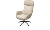 XOOON - Lomi - fauteuil pivotant avec repose-pieds, tissu beige Cloudy, pied en métal noir