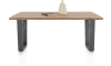 H&H - Bukavu - table 200 x 100 cm - plateau avec bords effet tronc d'abre - pied métal en V