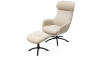 XOOON - Lomi - fauteuil pivotant avec repose-pieds, tissu beige Cloudy, pied en métal noir
