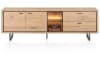 H&H - Jakarta - Lowboard 190 cm, 2 portes, 2 tiroirs, 2 compartiments ouverts avec LED