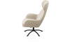 XOOON - Lomi - fauteuil pivotant avec repose-pieds, tissu beige Cloudy, pied en métal noir