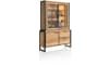 H&H - Brasilia - Industriel - vaisselier 140 cm - 2-portes en verre (+ LED) + 1-porte + 2-tiroirs