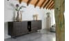 H&H - Jakarta - Buffet 230 cm 3 portes, 3 tiroirs, 3 compartiments ouverts avec LED