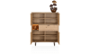 H&H - Jakarta - Buffet haut, 115 cm de large, 4 portes, 1 tiroir, 1 compartiment ouvert avec LED
