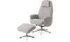 XOOON - Tonale - Relax-Sessel + Hocker - silk grey Fuß - Stoff Vada Kiesel